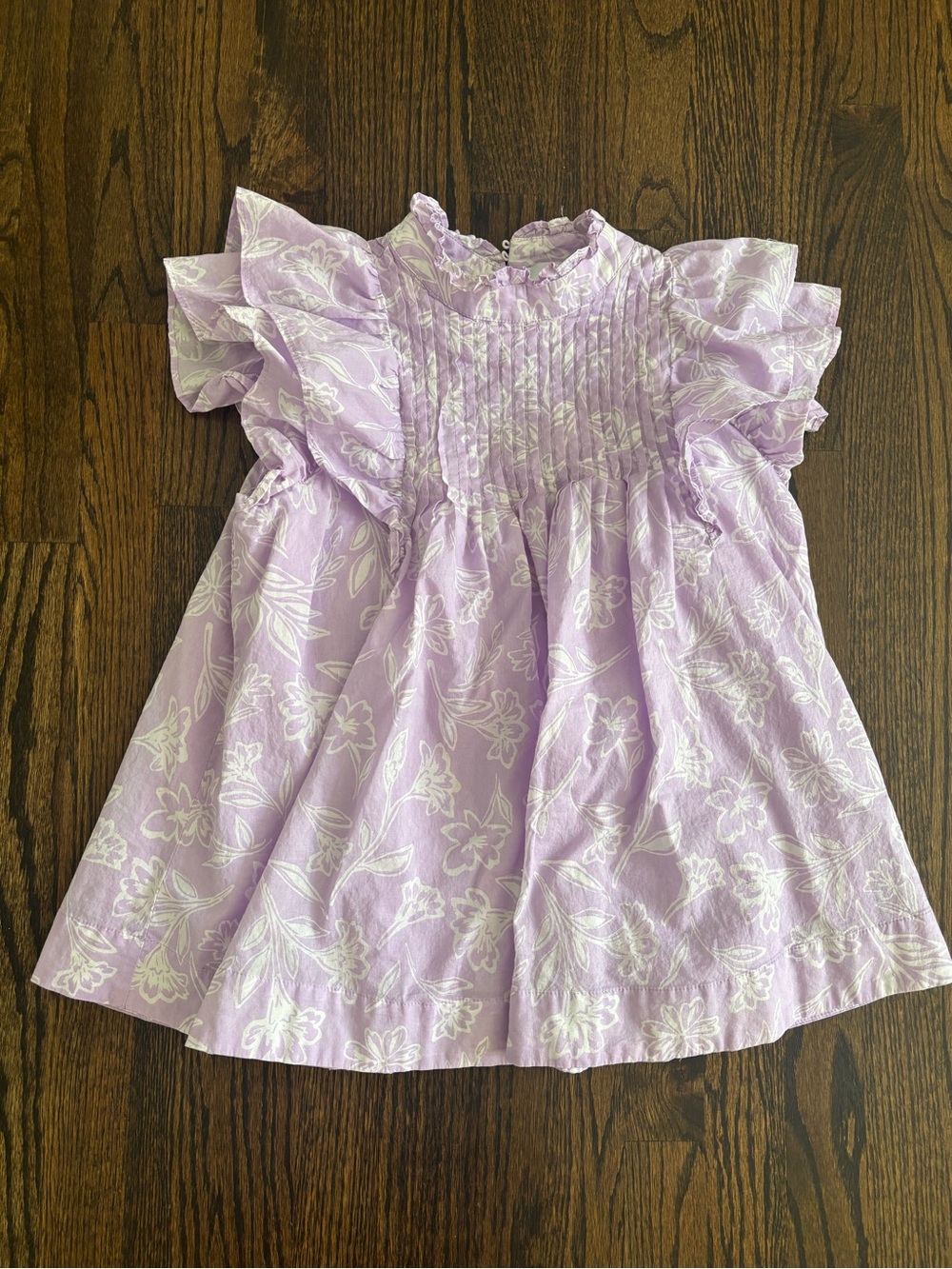 J.Marie Lavender Floral pintuck Ruffle women's blouse medium lined cotton